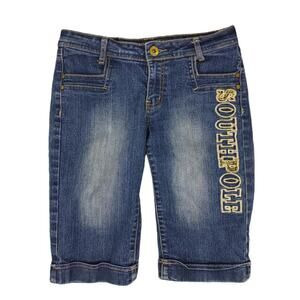Y2K SOUTHPOLE Embellished Denim Bermuda Jean Shorts Women's 7 28x12 Rhinestone